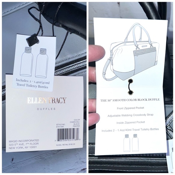 🚫SOLD! •NWT🤩 |•ELLEN TRACY•| Gorgeous The 20" Smooth Color Block Duffle Bag - Picture 9 of 16